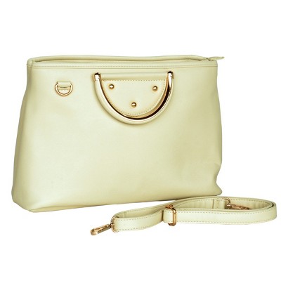 Slickblue White Shoulder Bag with Dual Handles & Strap, Faux Leather Handbag, Women’s Tote, Trendy, 13"x5"x9"
