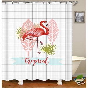Tripical Flamingo Shower Curtains for Bathroom Waterproof Fabric Bath Curtain Durable Soft Stylish Bathroom Decor 72x72 Inch - 1 of 1