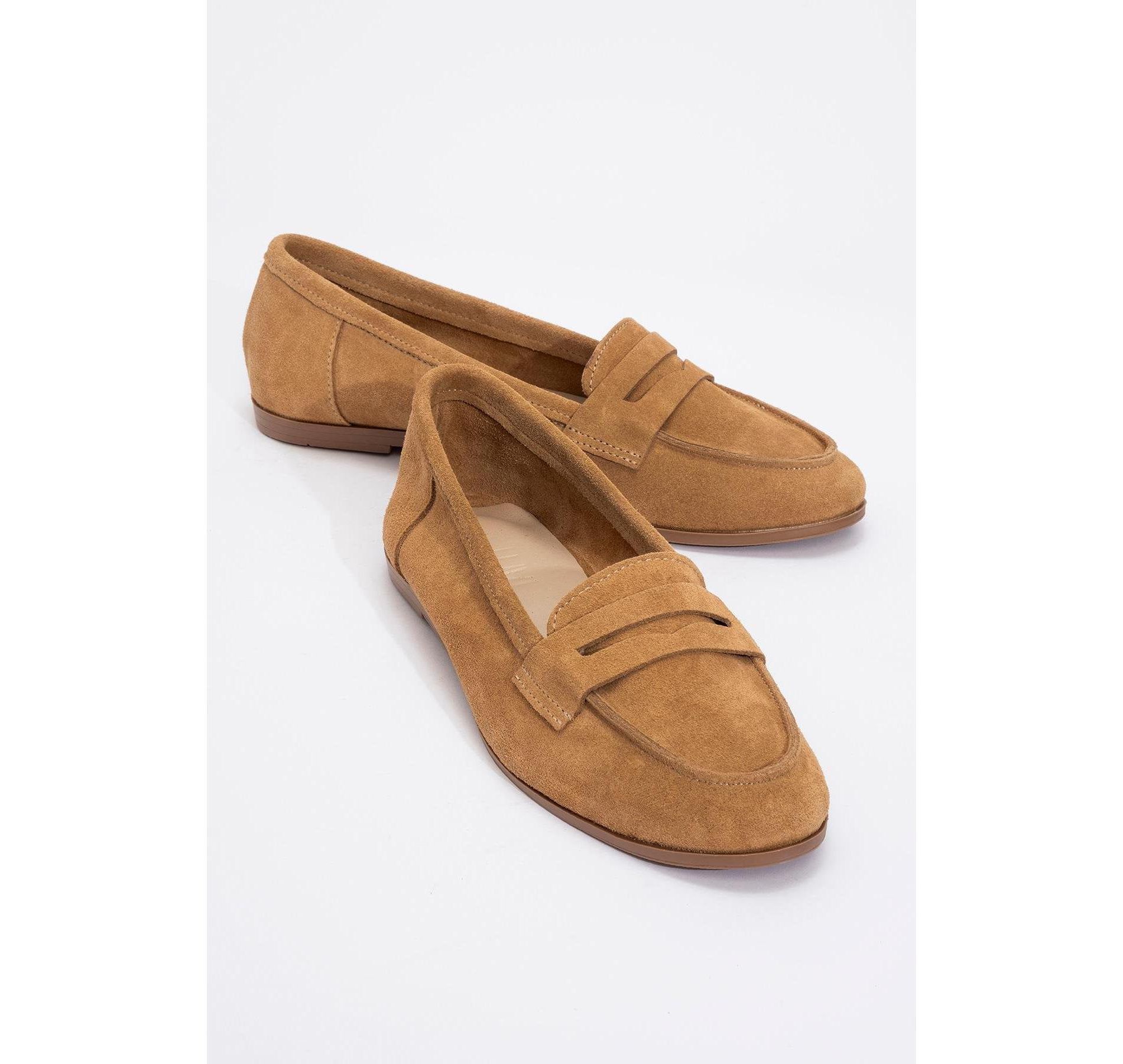 Dorothy - Cognac Brown Suede Leather Loafers | Forever & Always Shoes