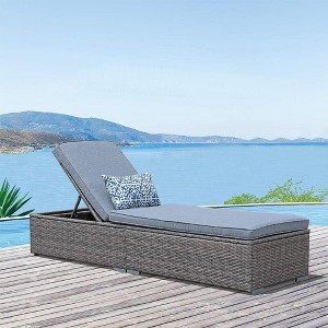 SUGOLD Outdoor Chaise Lounge Chair, All-Weather PE Wicker Patio Chairs Pool Lounge Chairs for Outside, Gray Rattan Reclining Outdoor Chair with - 1 of 1