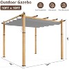 10 ft ×10 ft  Aluminum Wood Outdoor Pergola with Retractable Waterproof, Reinforced Four-Sided Base,Curtain, Adjustable Roof - 3 of 4