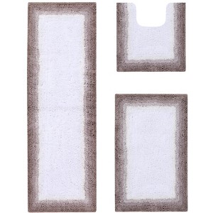 Torrent Collection 3 Piece 100% Soft Cotton Tufted Weave Bath Rug Set, Ombre Pattern, Super Soft & Absorbent, Machine Washable Bathroom Mats - 1 of 4