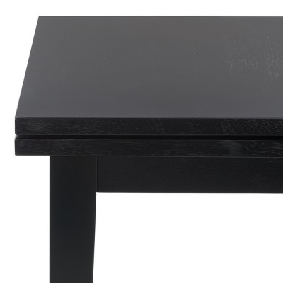Black Wood Extendable Dining Table with Tapered Legs
