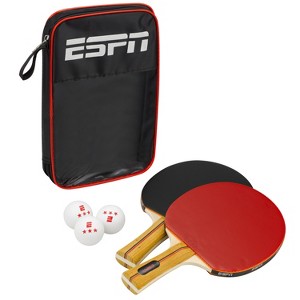 ESPN Ping Pong Paddles (Set of 2) and 3 Star Ping Pong Balls (Set of 3) with Travel Case – (ES-PP215.EXv24) - 1 of 4