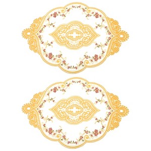 Unique Bargains Polyester Oval Embroidered Vintage Absorbent Coasters 2 Pcs - 1 of 4