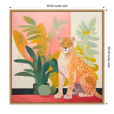 Vibrant Leopard and Tropical Foliage Canvas Art Print, 30x30