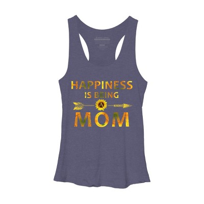 Women's Design By Humans Happiness is Being a Mom Sunflower Arrow By shirtpublic Racerback Tank Top