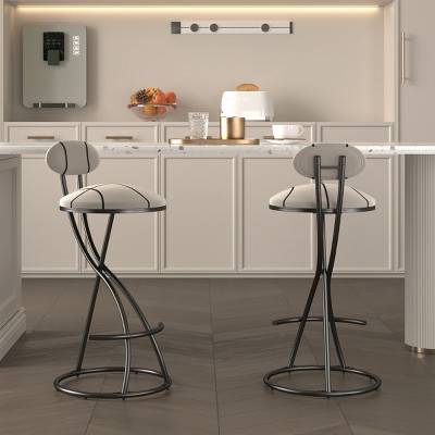 Modern Upholstered Velvet Bar Stools Set of 2 Armless Counter Height Barstools for Kitchen Island,Living Room-Tanpinhause