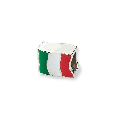 Black Bow Jewelry Sterling Silver Italy Flag Bead Charm