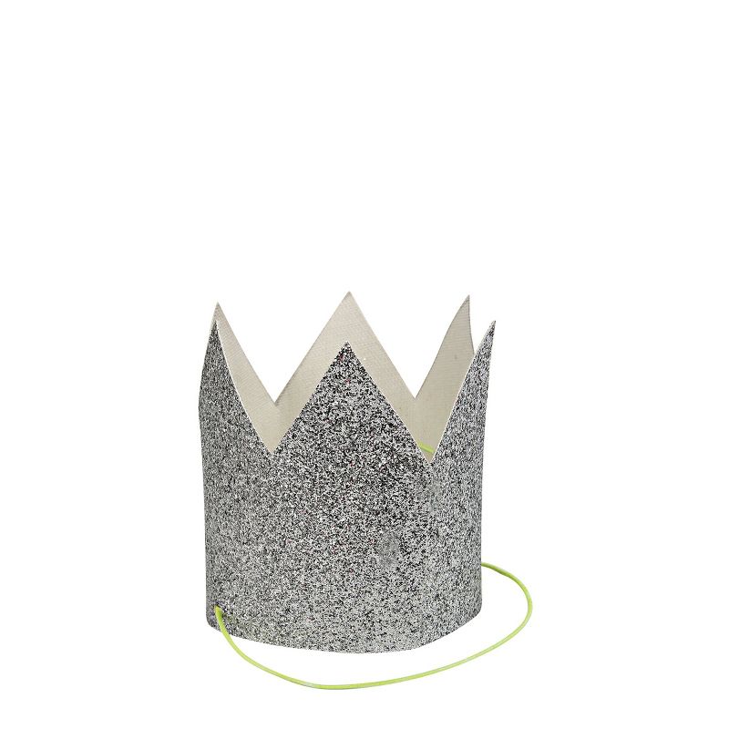 Meri Meri Mini Silver Glitter Crowns (Pack of 8), 1 of 4