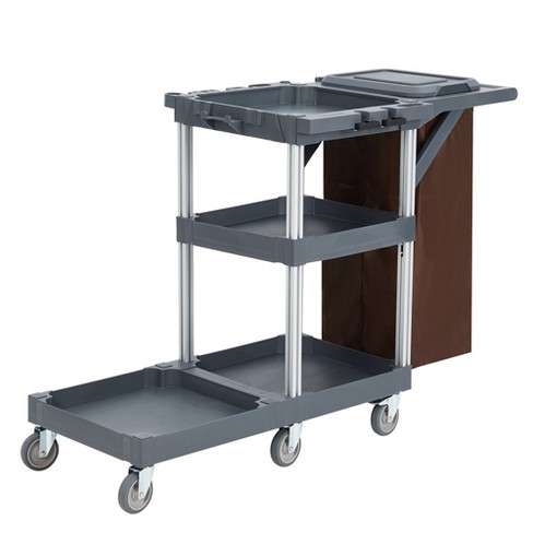 Whizmax Commercial Janitorial 3-shelf Cart On Wheels, 300 Lbs Capacity ...