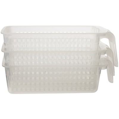 Set of 3 Clear Plastic Rectangular Handy Baskets