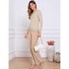Allegra K Women Striped Round Neck Hollow Long Sleeve Regular Fit Casual Fall Winter Trendy Sweater - 4 of 4