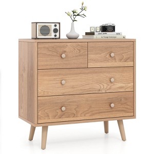 Costway 4 Drawer Dresser for Bedroom Wide Chest of Drawers with Metal Guide Rails Teak & Black/Walnut/Natural - 1 of 4