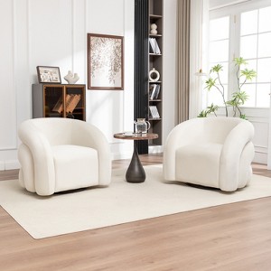 SEYNAR Modern Glam Velvet 360 Degree Swivel Accent Armchair with Tufted Back Set of 2 - 1 of 4