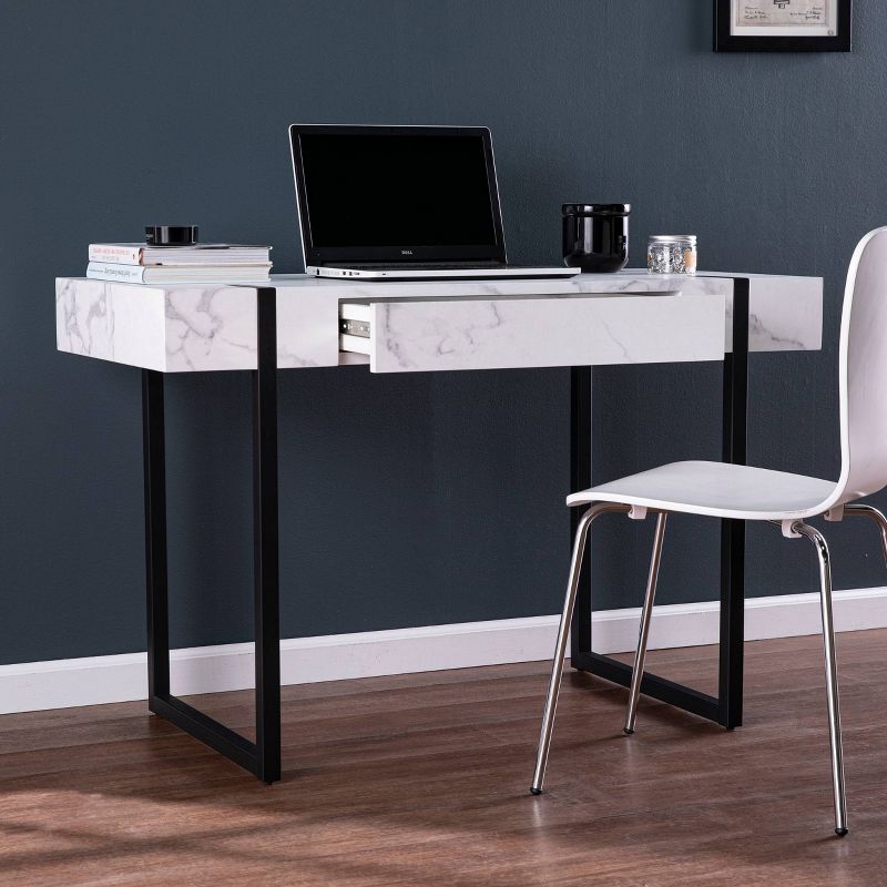 Wennan Modern Faux Marble Desk Black/White - Aiden Lane, 4 of 14