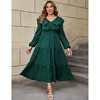 Women's Plus Size Long Sleeve Maxi Dress V Neck Ruffle Casual Dress Spring Fall - 3 of 4