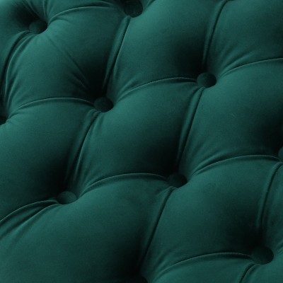 Elizabeth Tufted Dark Green Velvet Wood Dining Chairs (Set of 2)