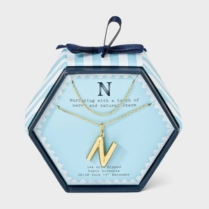 14K Gold Dipped Cubic Zirconia Duo Initial Multi-Strand Necklace - A New Day™ Gold - 1 of 4