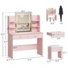 Makeup Vanity Set with Tri-Mode LED Lighted Mirror, 6 Storage Shelves, 2 Large Drawers - 4 of 4