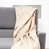 HomeRoots 59" X 71" Beige and Ivory Cotton Striped Turkish Towel Throw Blanket with Tassels - 2 of 4