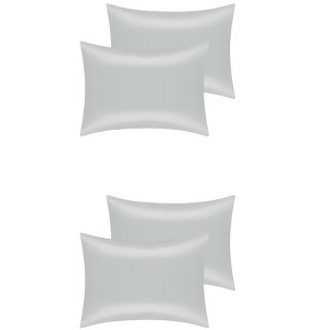 Unique Bargains Standard Breathable Satin Solid Envelope Closure Pillowcase 4 Pcs - 1 of 4