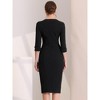 INSPIRE CHIC Women's Elegant Boat Neck 3/4 Sleeves Work Midi Split Sheath Dress - 4 of 4