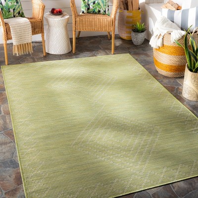 Craailo Light Green Synthetic Geometric Runner Rug 2'6" x 7'3"