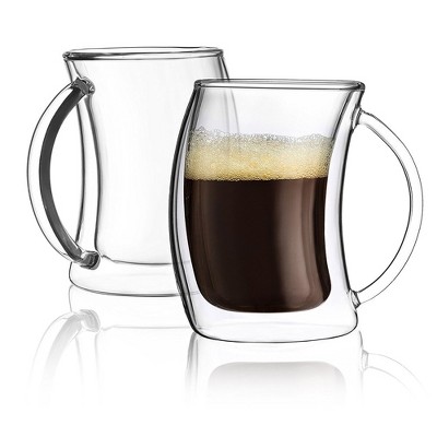 Joyjolt Caleo Collection Glass Coffee Cups - Set Of 4 Double Wall Insulated Mug  Glass - 13.5-ounces : Target
