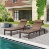 3pc Outdoor Recliner Adjustable Quilted Chaise Lounge Chair (with Headrest and Wheels) & Table Set Brown - Crestlive Products - image 3 of 4