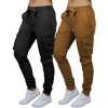 Jump Start Women's Loose  Fit  Cotton Flex Stretch Cargo Jogger Pants-2 Pack - 2 of 3