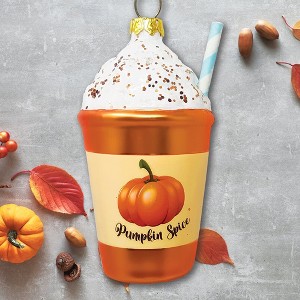 Fall Inspired Pumpkin Spice Latte Glass Christmas Ornament, Coffee Lover's Delight| OrnamentallyYou - 1 of 4