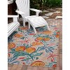 HomeStock Outdoor Washable Pensacola Ivory & Orange 5' X7', Machine Woven with Printed Designs, Coastal Rug - 2 of 4
