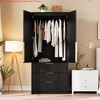 Bedroom Wardrobe Closet, 69.5 in Wooden Wardrobe Cabinet w/ 3 Drawers, Hanging Rod, 2 Doors Clothing Storage Cabinet - 3 of 4