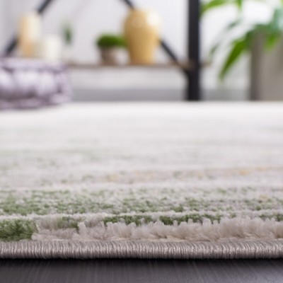 Palma Beige and Green Hand-Knotted Synthetic Area Rug