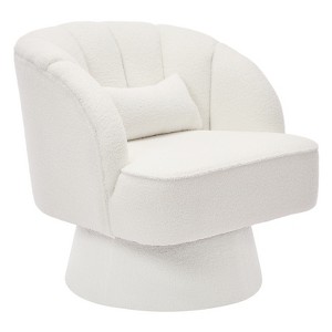 Modern Swivel Barrel Accent Chair - 360 Degree Velvet Upholstered Armchair, Plush Padding, Comfy Round Lounge Chair for Living Room, Bedroom - 1 of 4