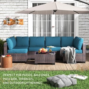 Garvee 7 Piece Outdoor Patio Furniture Set, PE Rattan Wicker Sofa Set, Outdoor Sectional Furniture Chair Set with Cushions and Tea Table - 1 of 4