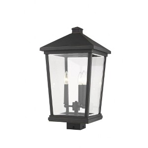 Beacon 3-Light Outdoor Post Light - Dimmable Aluminum Lantern, Wet Rated, 12" x 22.25" - 1 of 3