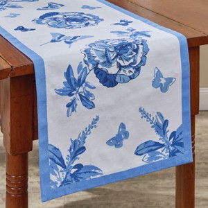Patricia Heaton Home Blue Florals And Flitters Table Runner 14" X 72" - 1 of 3