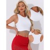 Allegra K Women's Round Neck Sleeveless Party Rhinestone Fringe Crop Tank Tops - 2 of 4