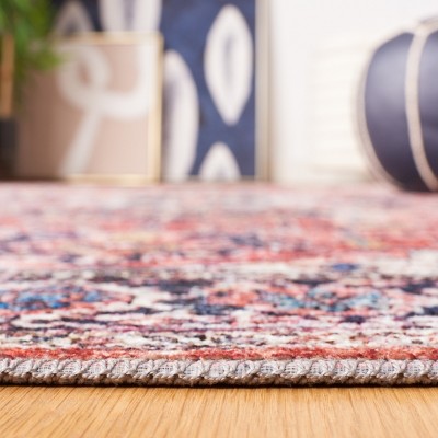 Rust and Navy 4' x 6' Hand-Knotted Viscose Area Rug