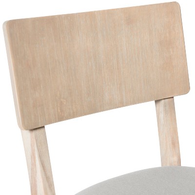 Gray Wood Backless Counter Stool with Padded Seat