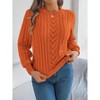 Cable Knit Sweater Women Oversized Crewneck Cute Fall Sweaters Casual Long Sleeve Chunky Pullover - 2 of 4