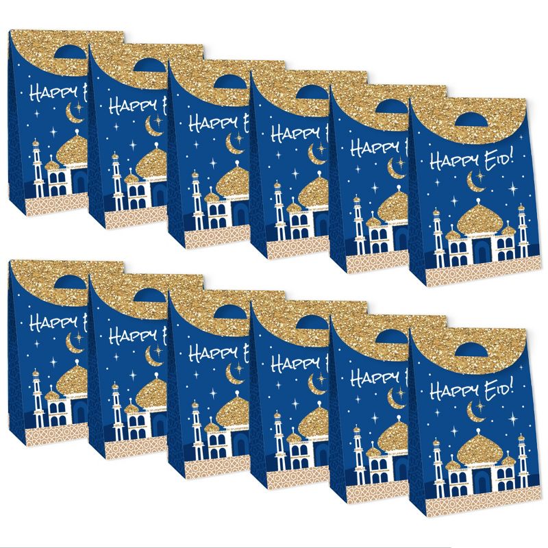 Big Dot of Happiness Eid Mubarak Gift Favor Bags - Happy Eid - Ramadan Party Goodie Boxes - Set of 12, 6 of 10