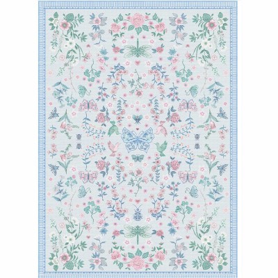 Fulvari Area Rugs,Washable Floral Area Rugs, Non-Slip and Stain Resistant Soft Throw Indoor Carpet for Dining Room Kitchen Home Decor