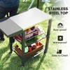FURNIinspire Outdoor Grills, Griddles and Smokers Functional Outdoor Kitchen Station with Locking Wheels, Storage Shelves, Gray, 37.4"*27.6"*19.7" - 4 of 4