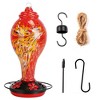 LakeForest "Handcrafted 33oz Glass Hummingbird Feeder with 5 Feeding Ports, Ant Moat, Hanging Hook & Brush" Red - 3 of 4