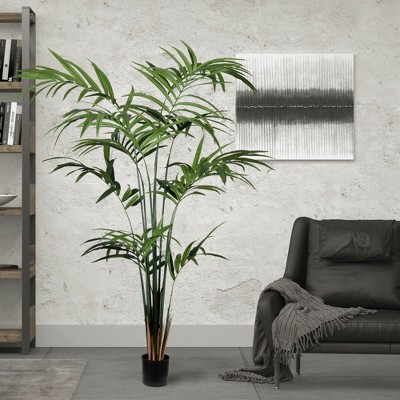 65-Inch Potted Faux Palm Tree with Lights