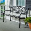 Evergreen Blooming Garden Metal Bench, Black - 3 of 4