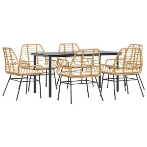 vidaXL Outdoor Dining Set Brown, Cream White - 1 of 4